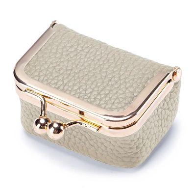 Miniature Genuine Leather Coin Purse - Beige