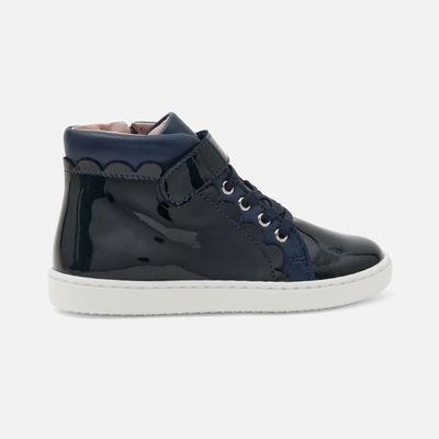 Jacadi Girls High-Top Tennis Shoes, Navy Blue.