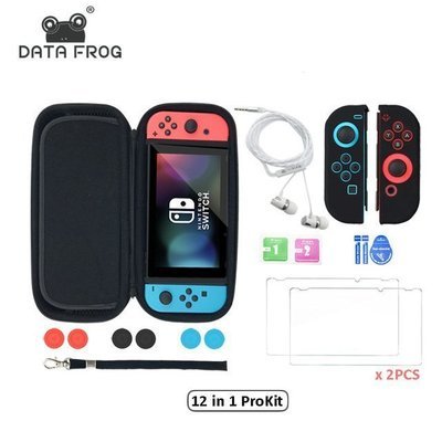 12 in 1 Carry and Travel Case For Nintendo Switch Storage Bag and HD Tempered Glass Screen Protector