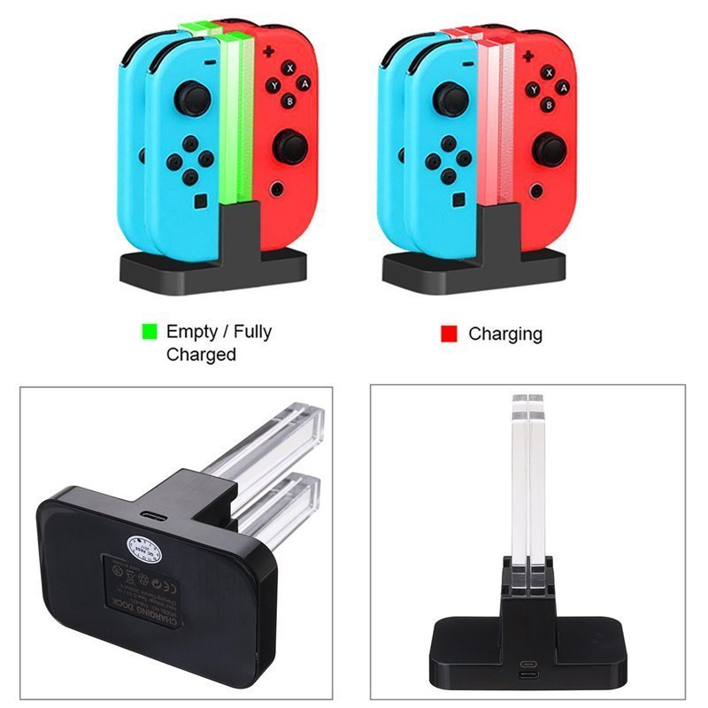 LED Charging Dock Station Charger Cradle For Nintendo Switch 4 Joy-Con Controllers 4 In 1 Charging Stand For Nintendo Switch NS