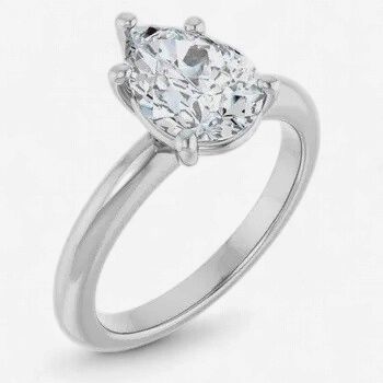 1.53 E VS1 Pear Shaped Solitaire Engagement Ring in 14k White Gold