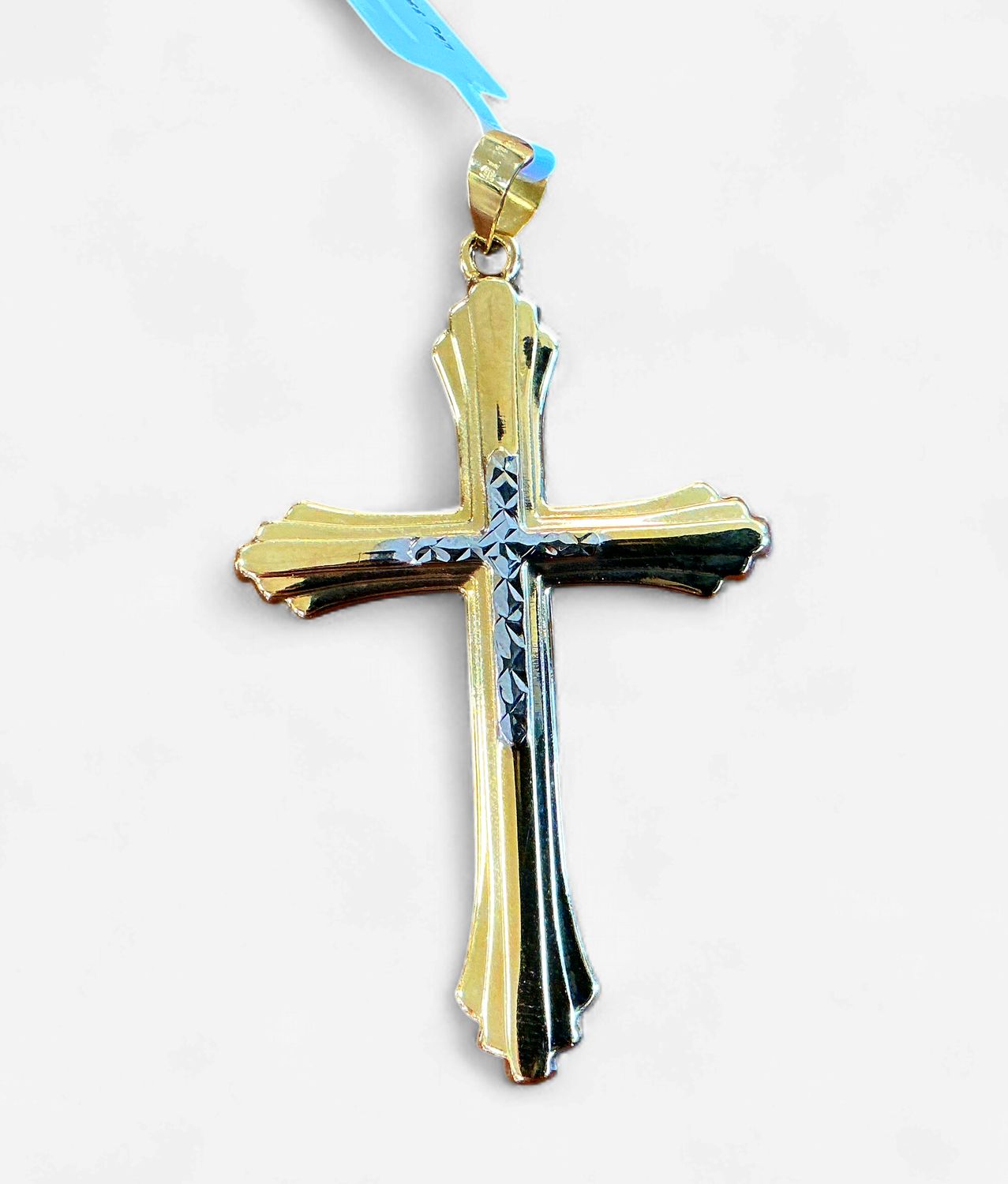 10k Two Tone Cross Pendant