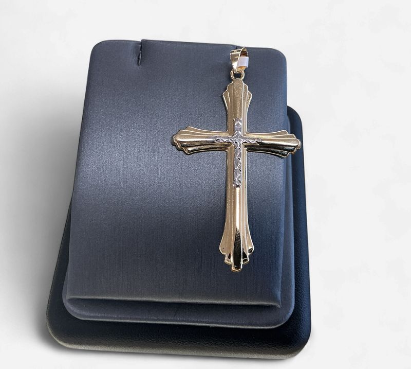 10k Two Tone Cross Pendant