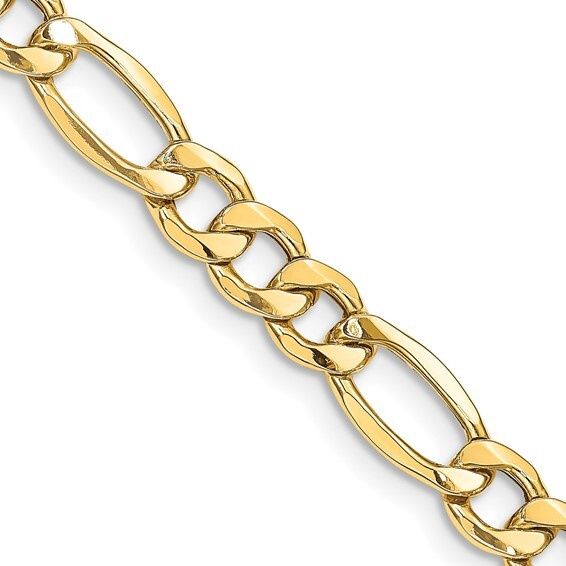 10k Yellow Gold 22in 8.5mm Semi Solid Figaro Chain