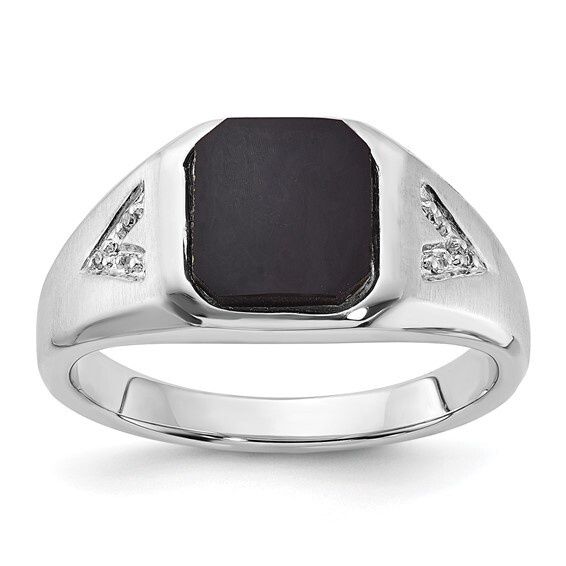 10wg Gents Onyx and Diamond Ring
