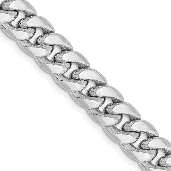 14 White Gold 24 in 6.75mm Semi-Solid Miami Cuban Chain