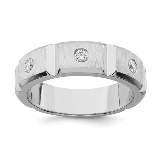 10wg Polished and Brushed Ridge Diamond Gents Ring