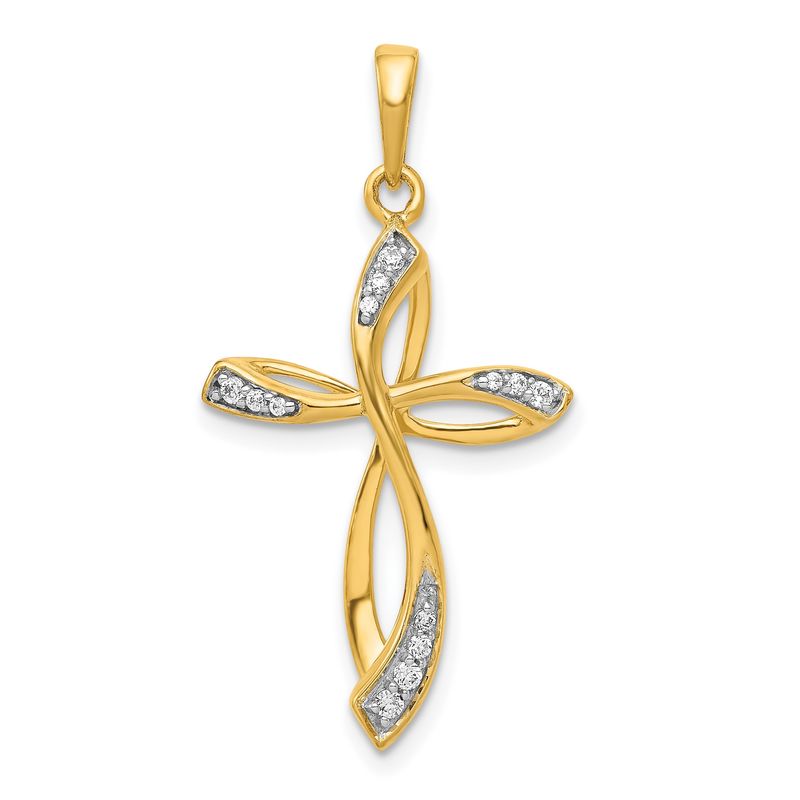 14k 1/10 carat Lab Grown Diamond Cross Pendant