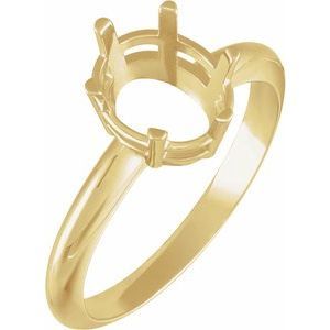 14 K Yellow 9x7 mm Oval Solitaire Ring Mounting
