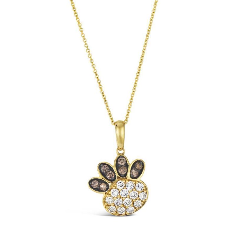 14k Honey Gold .68 tdw Levian Paw Diamond Necklace