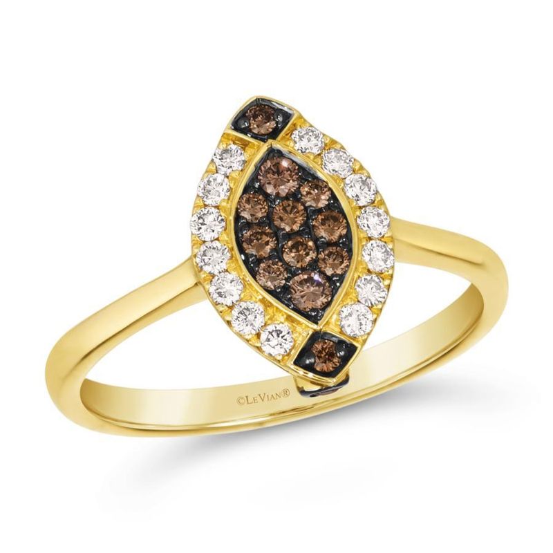 14k Honey Gold .36 Chocolate and Vanilla Diamond Ring