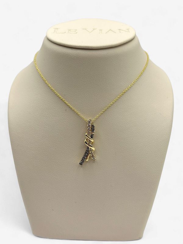 14k Honey Gold LeVian 1/10 Chocolate Diamond and 1/8 ct Nude Diamond Necklace