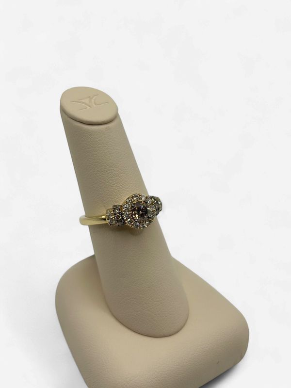 14k Honey Gold LeVian 5/8 ct Chocolate Diamond and 3/8 Nude Diamond Ring
