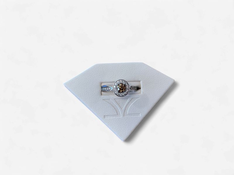 14k Two Tone Ring w/ 3/8 Chocolate Diamond Center with 3/8 Chocolate Side Diamonds