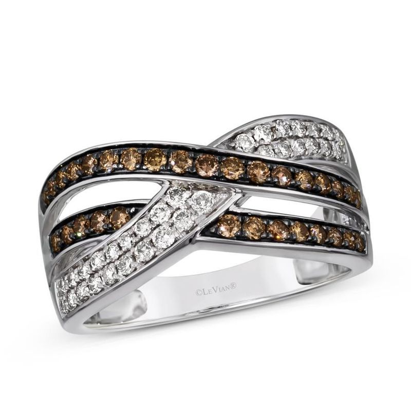 14k Vanilla Gold .64 tdw Chocolate and Vanilla Diamond Ring