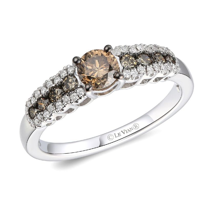 14K Vanilla Gold LeVian Chocolate Diamonds 3/4 cts., Vanilla Diamonds 1/8 cts