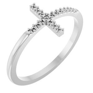 14K White .08 CTW Lab-Grown Diamond Sideways Cross Ring
