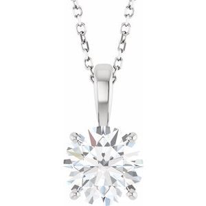 14K White 2 CT Lab-Grown Diamond 18" Necklace