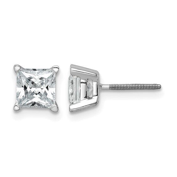 1 1/2 ct Certified Princess Cut Lab Grown Diamond Earrings