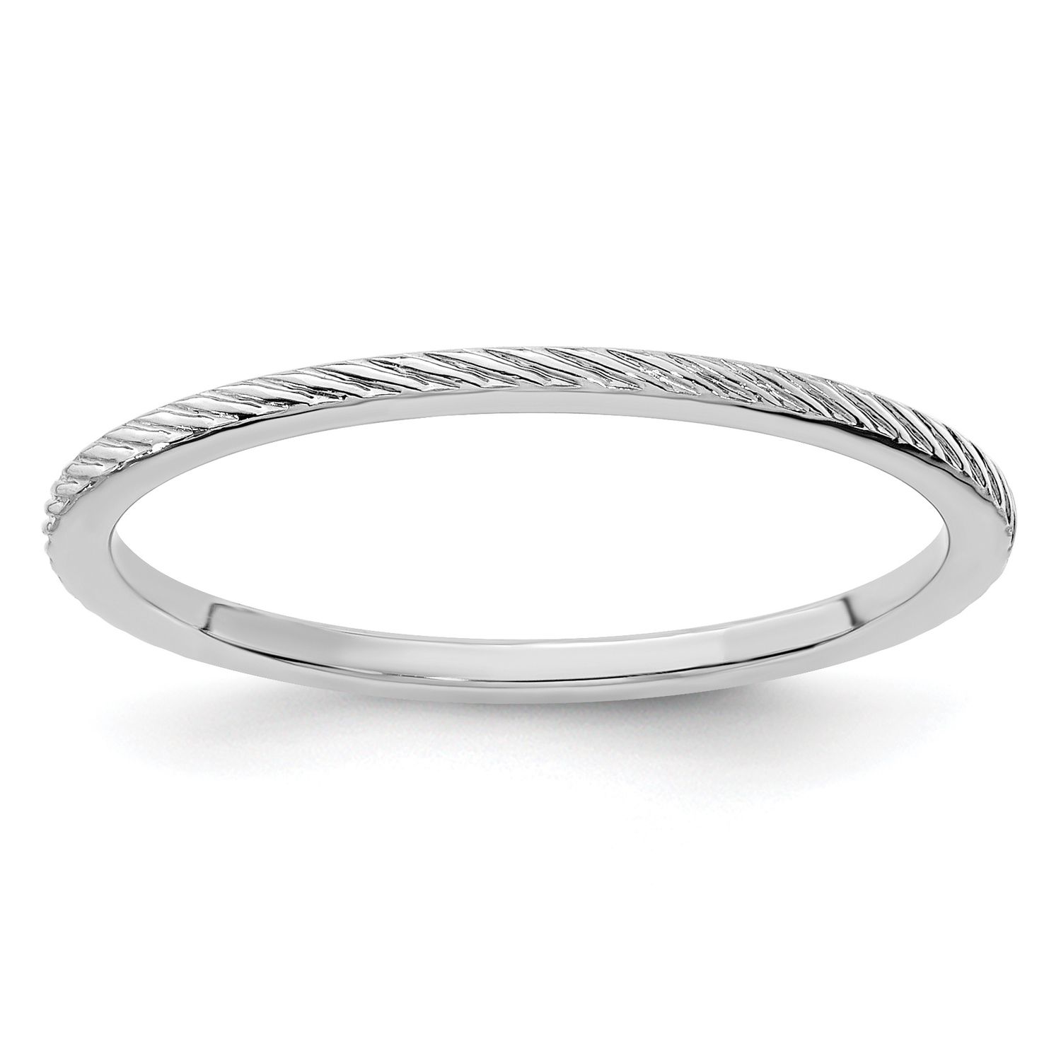 10K White Gold 1.2mm Twisted Wire Pattern Stackable Band Size 5 5.00