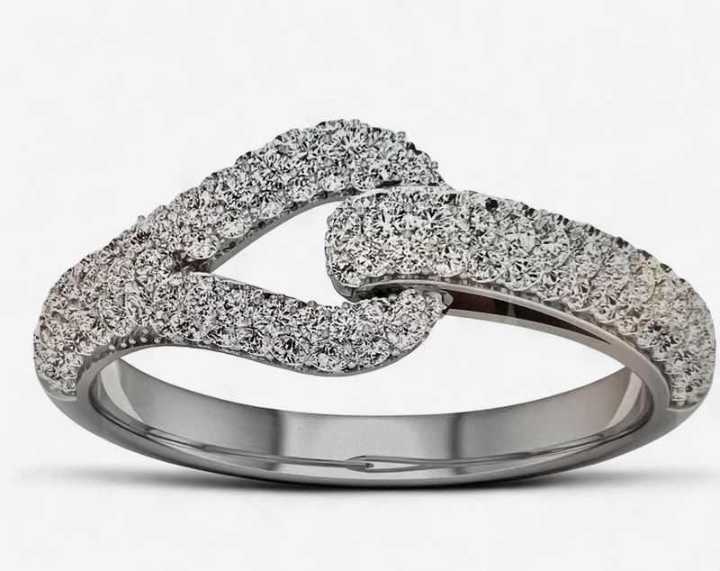 10k White Gold 3/4 Diamond Buckle Ring