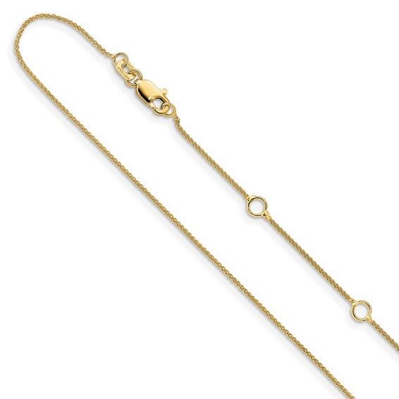 10k Yellow Gold .8mm Baby Spiga 1in+1in Adjustable Chain