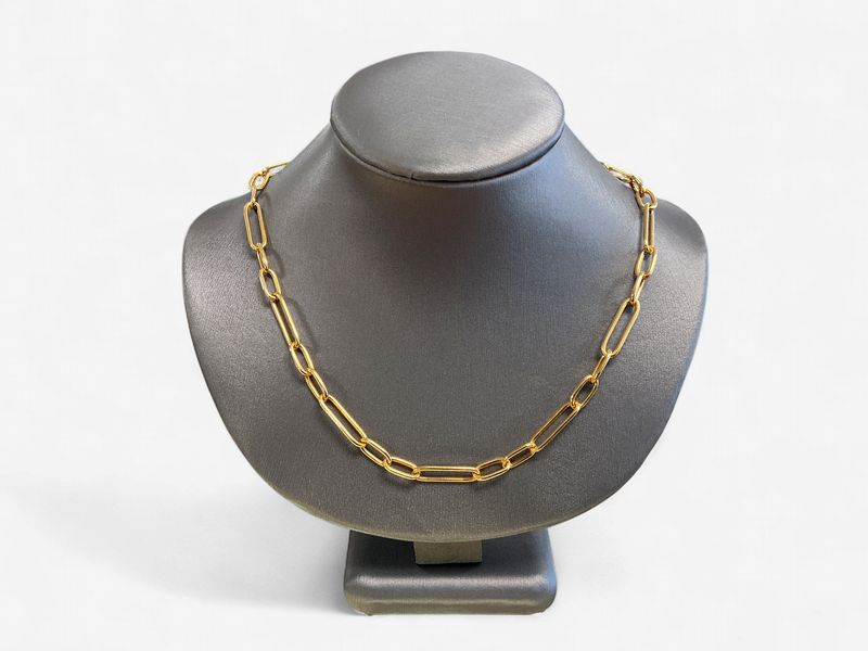 10k Yellow Gold 4.80 mm 20 in Alternating Paper Clip Linear Necklace