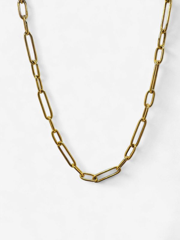 10k Yellow Gold 4.80 mm 20 in Alternating Paper Clip Linear Necklace