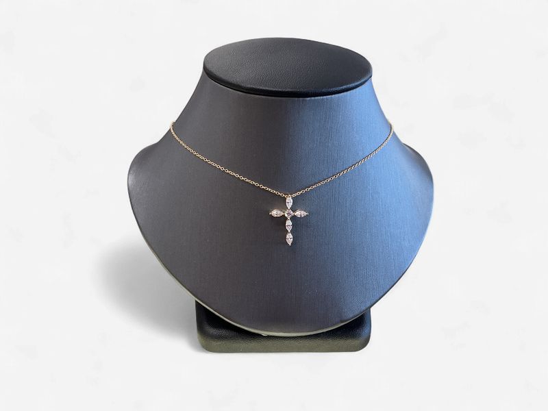 14k 1/2 carat Lab Grown Diamond VS+ F+ Cross Chain Slide Pendant