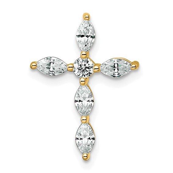 14k 1/2 carat Lab Grown Diamond VS+ F+ Cross Chain Slide Pendant