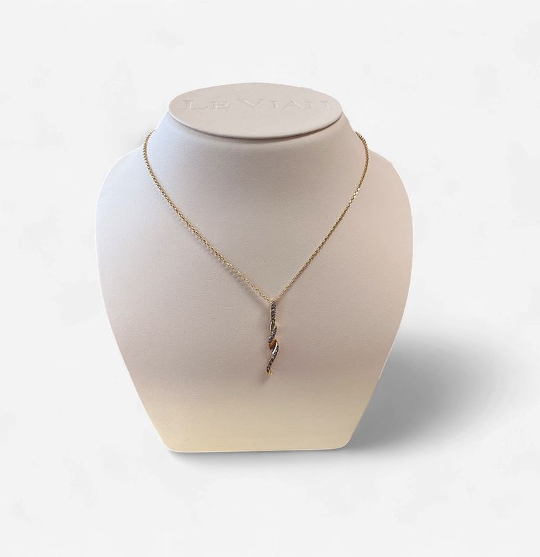 14k Honey Gold LeVian Diamond Swirl Necklace