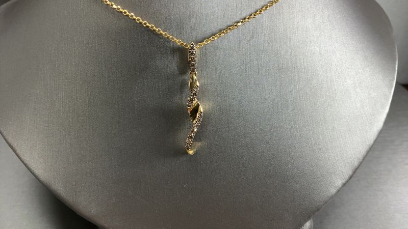 14k Honey Gold LeVian Diamond Swirl Necklace
