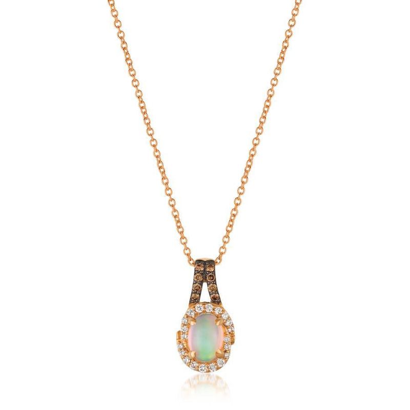 14k Levian Strawberry Gold Opal and Diamond Fashion Pendant