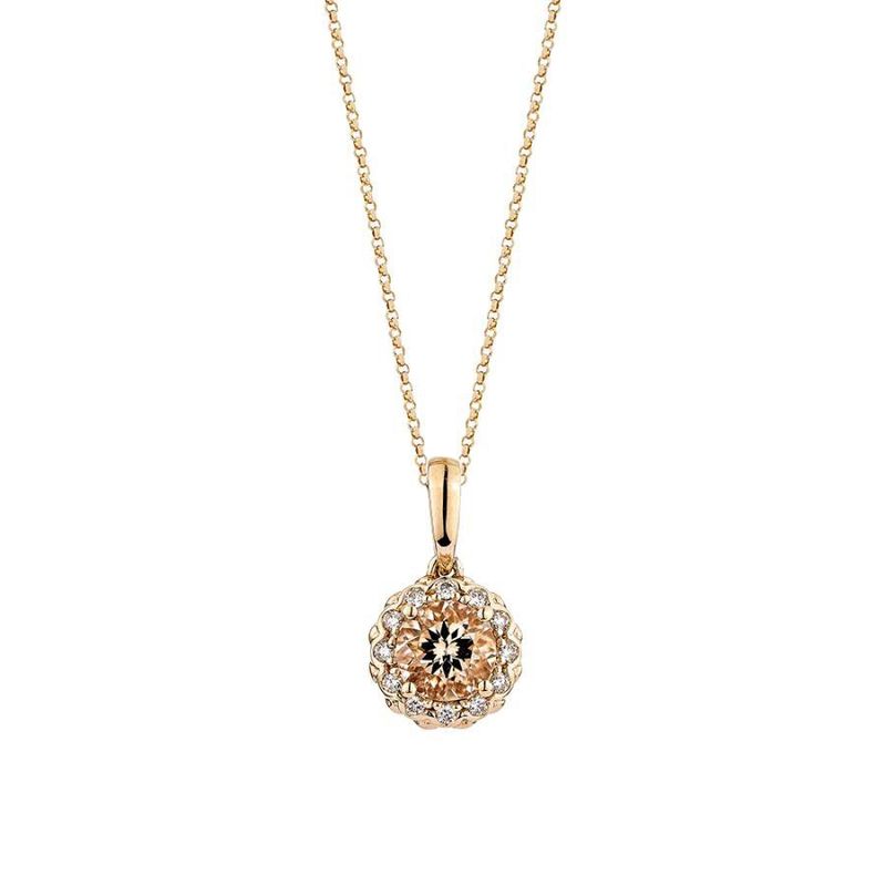 14k Levian Strawberry Gold Diamond and Morganite Pendant