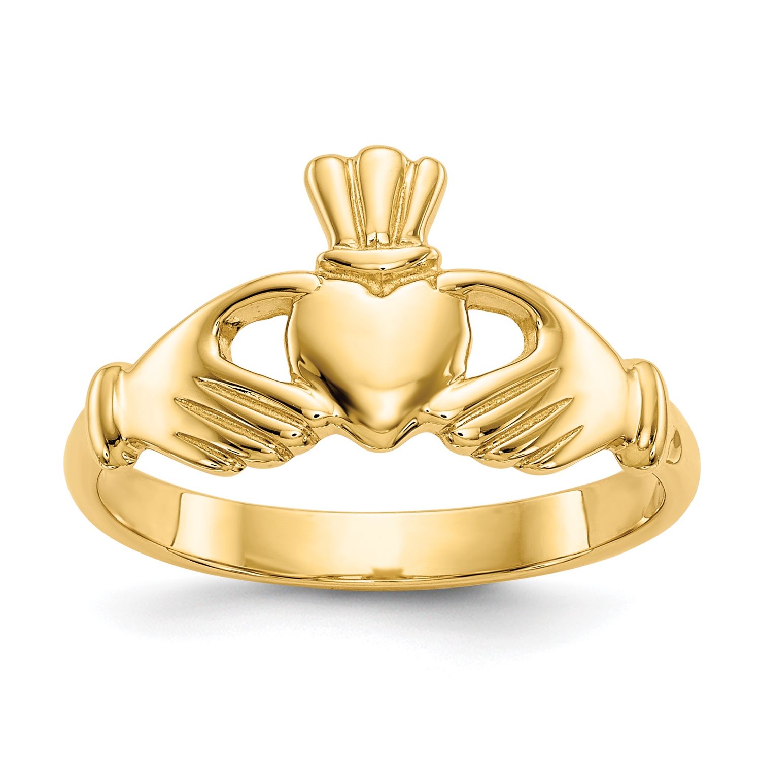 14k Polished Claddagh Ring 6.75
