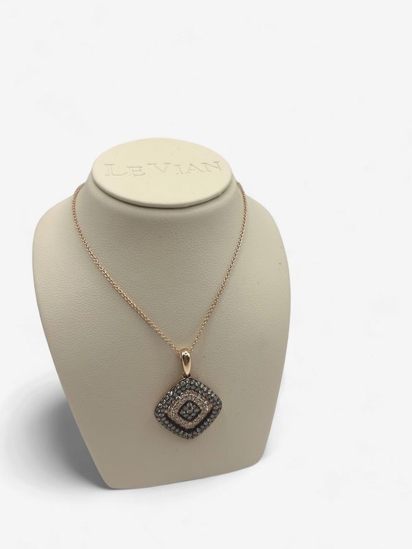 14k Strawberry Gold 5/8 ct Chocolate Diamond 3/8 Nude Diamond Necklace