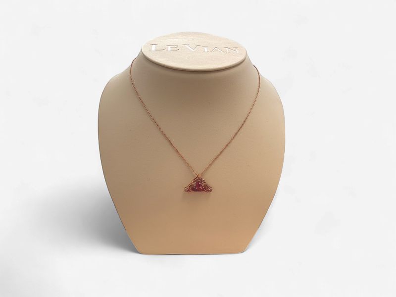 14k Strawberry Gold LeVian 5/8 Passion Ruby Necklace with Dia Accents