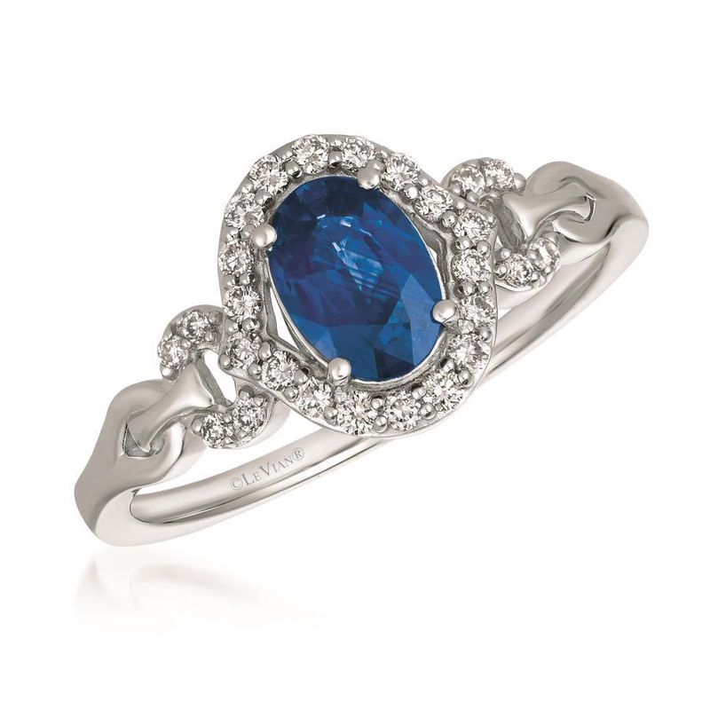 14k Vanilla Gold .20 Vanilla Diamond with .70 Oval Blueberry Sapphire