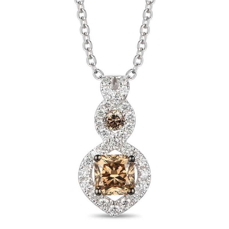 14k Vanilla Gold Levian Chocolate and Vanilla Diamond "snowman" Necklace