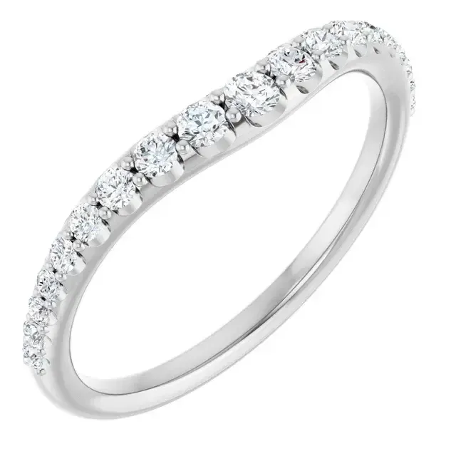 14K White 1/3 CTW Natural Diamond Graduated Contour Band