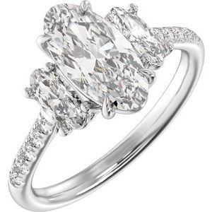 14K White 2 3/4 CTW Lab-Grown Diamond Three-Stone Engagement Ring