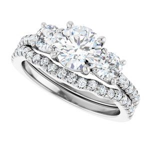 14K White 6.5 mm Round Engagement Ring Mounting
