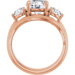 14K White 8 mm Round Engagement Ring Mounting