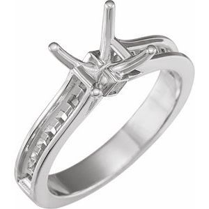 14K White 7 mm Square Engagement Ring Mounting With Lab Grown Diamond Sides