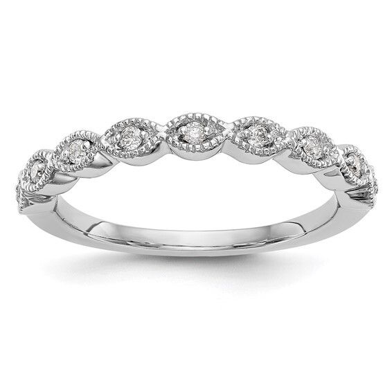 14k White Gold 1/10 carat Lab Grown Diamond VS/SI+ G+ Band