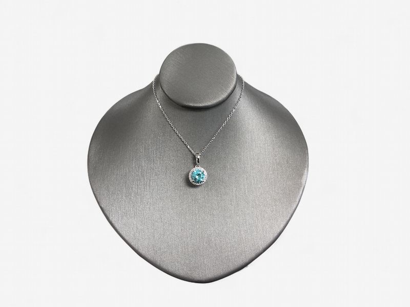 14k White Gold 1/10 Lab Grown Diamond + Created Paraiba