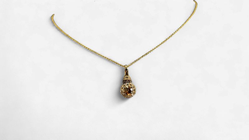 14k Honey Gold LeVian 1/2 Ct Chocolate Diamond Center with 1/4 Nude Diamond Sides