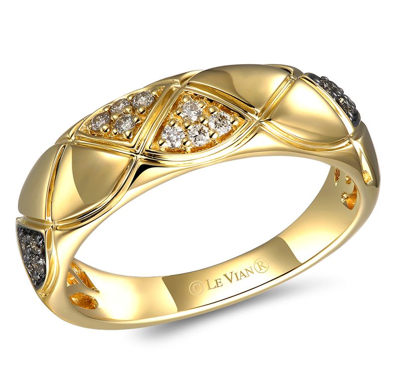 14k Honey Gold LeVian Ring with Chocolate and Nude Diamonds