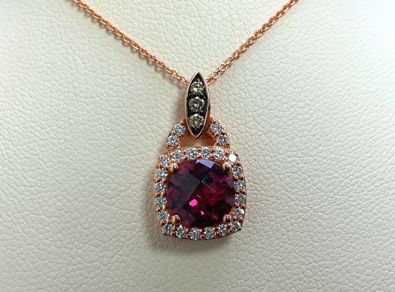 14k Levian Strawberry Gold Diamond and Rhodolite Garnet Pendant