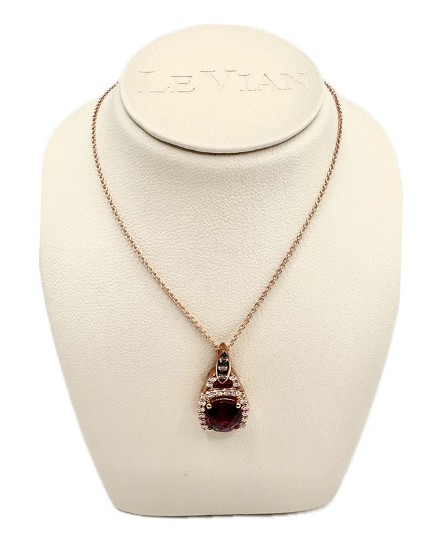 14k Levian Strawberry Gold Diamond and Rhodolite Garnet Pendant